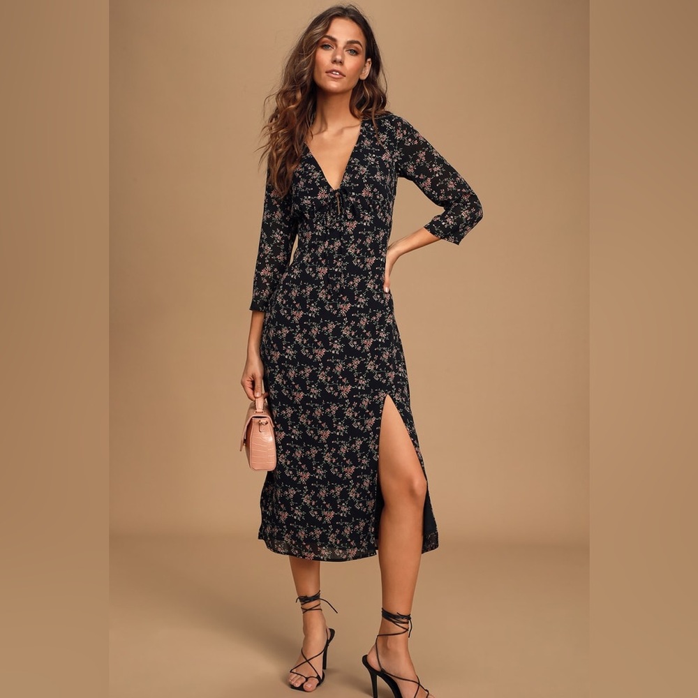 NWOT Lulus Botanic Garden Floral Midi Dress